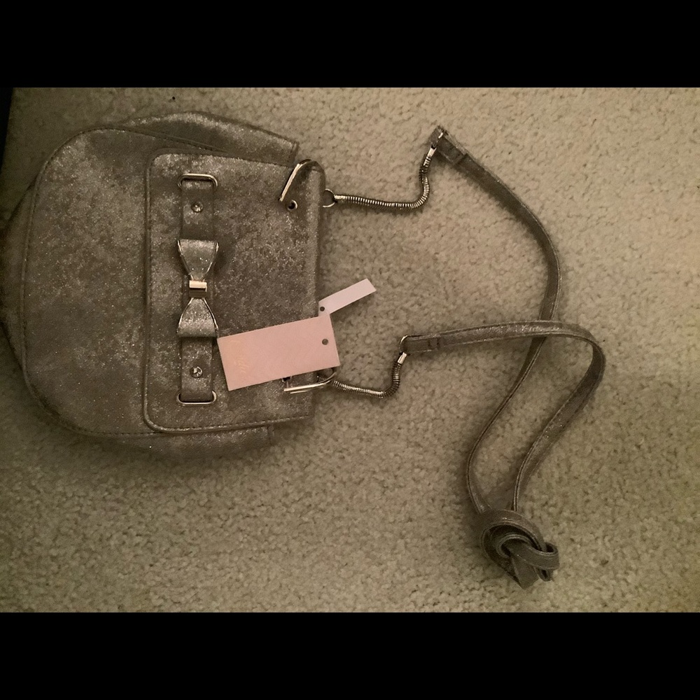 Silver bag with metal bow front